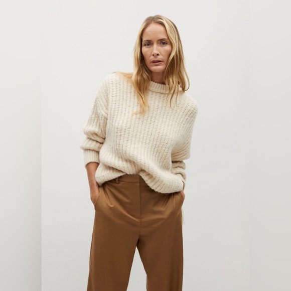 MNG MANGO FRINGE KNIT SWEATER PULLOVER XS CREAM COLOR - Picture 7 of 10